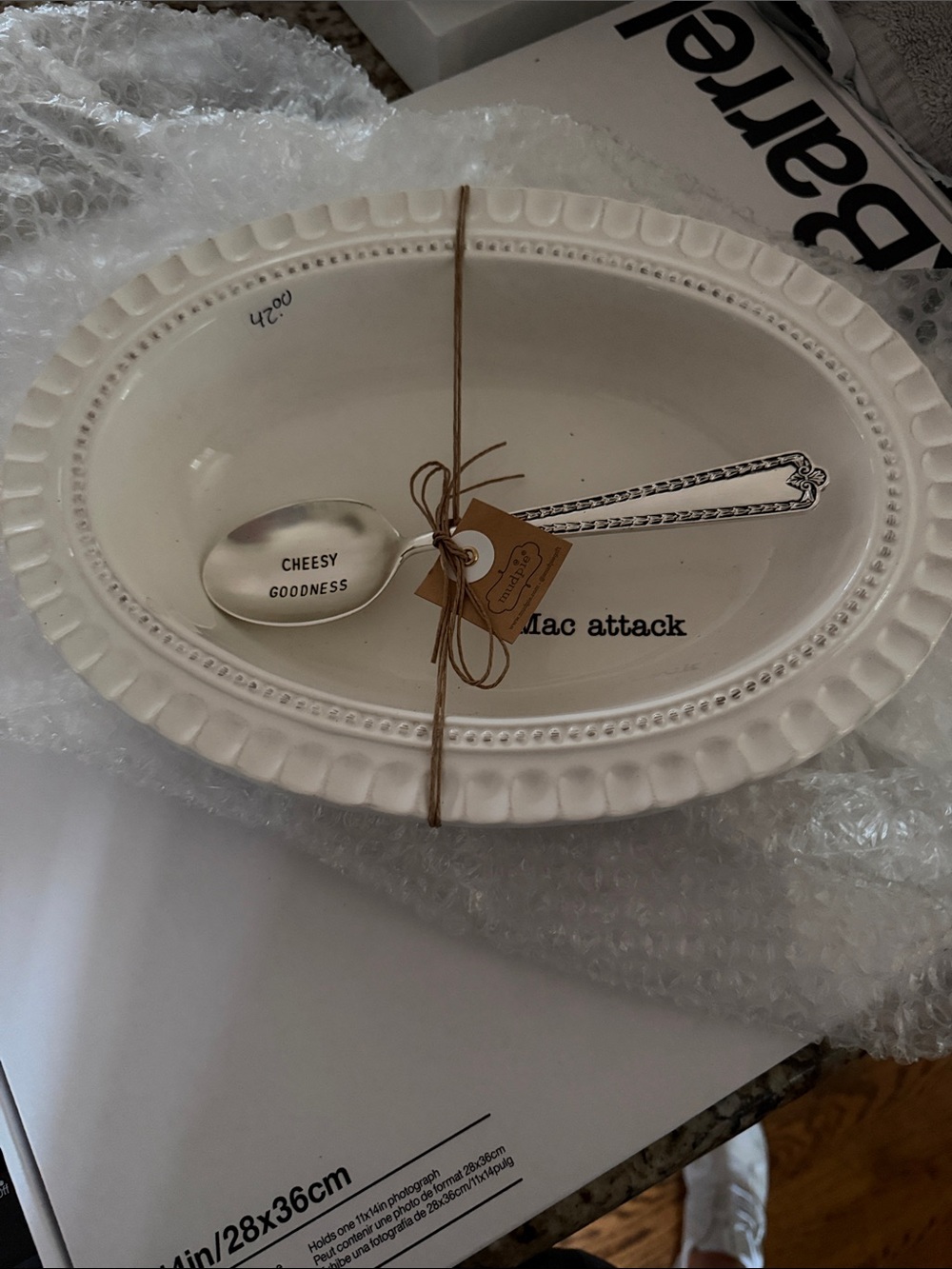 NEW Mud Pie Cream 'Mac Attack' Stoneware Serving Bowl with Spoon